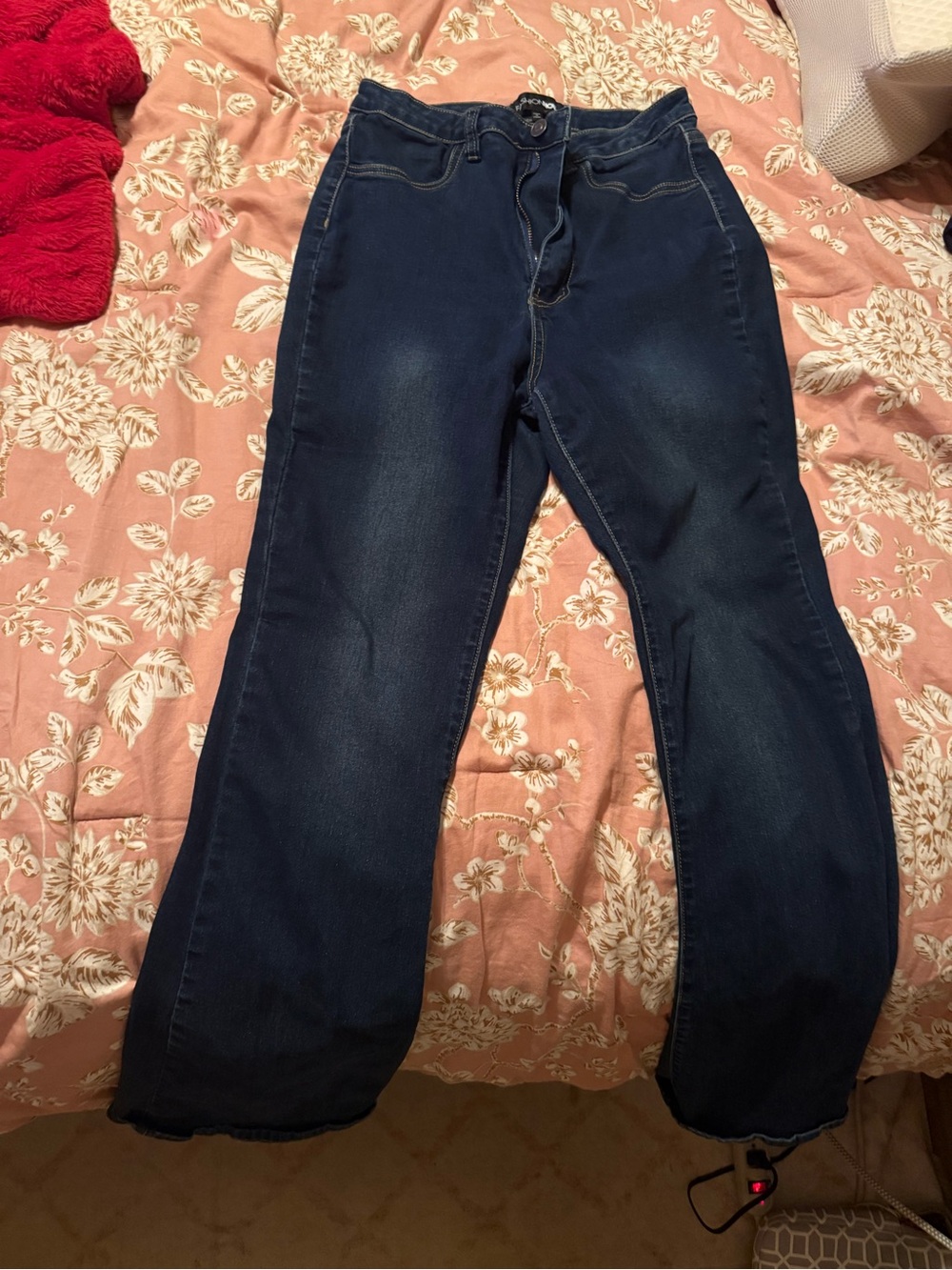 Fashion Nova High-Rise Dark Blue Straight Jeans